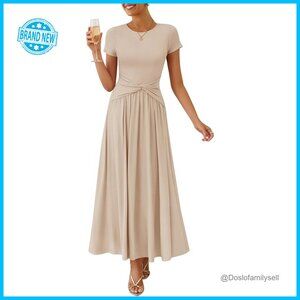 Twist Front Maxi Dress Elegant Cocktail Wedding Guest Flowy A-Line Summer